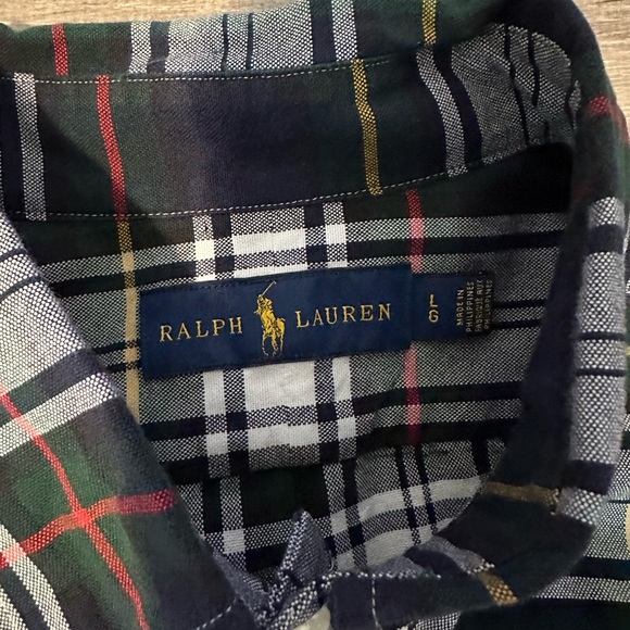 Ralph Lauren Men's Large Oxford Cotton Plaid Button Down Long Sleeve Shirt - Picture 14 of 15